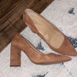 Banana Republic Suede Tan Chunky Heels
